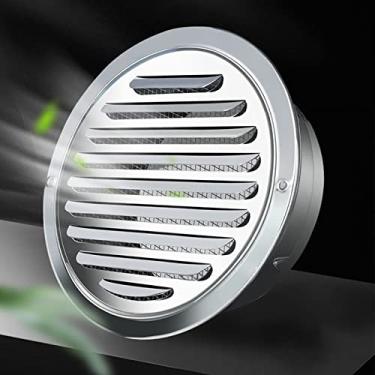 Imagem de YLFFFZZZ Exaustor de ventilação plana para secador de ar 7 cm a 20 cm de aço inoxidável com grade veneziana com tela de mosca tampa de saída de ventilação plana de parede redonda fácil de instalar e