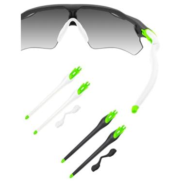 Imagem de HILEEN Óculos de sol de substituição verde brilhante para óculos de sol Oakley Radar EV Path Pitch Advancer - preto + branco