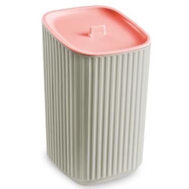 Imagem de Porta Algodão E Cotonetes Com Tampa Banheiro Lavabo Maquiagem (Rosa Bebê)