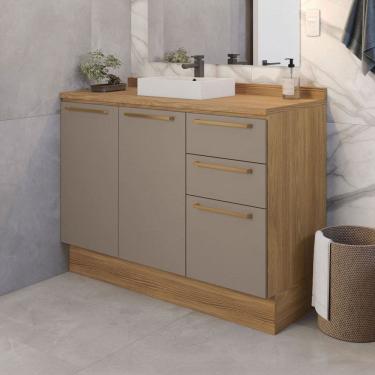 Imagem de Balcão de Cozinha 120 Cm Isabel 2 Portas 3 Gavetas Nogueira/Marrom Claro - Kappesberg