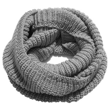 Imagem de Cachecol para mulheres, cachecol quente de malha em laço grosso macio tamanho único cachecol confortável moda clássica cachecol grosso, Cinza, Grey