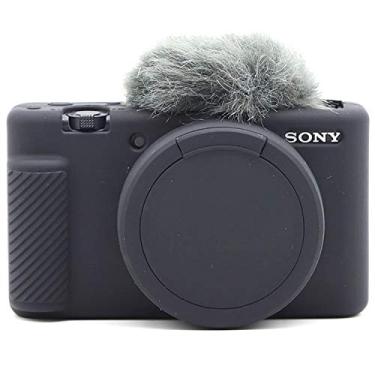 Imagem de Surpassed Capa de silicone seguro profissional para câmera Vlogger digital Sony ZV-1 ZV1 ZV 1 (preto)