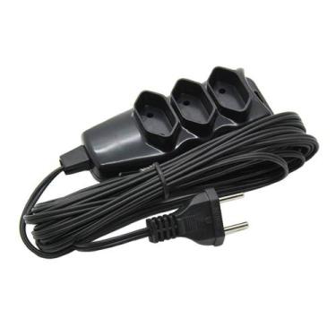 Imagem de Extensão Elétrica 05m Bivolt 3 Tomadas 2 Pinos 10 A Preta - KRIPT