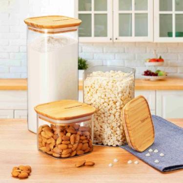 Imagem de Jogo Pote Vidro Borossilicato com Tampa Bambu Mantimento - Tupperware 