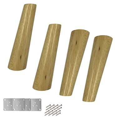 Imagem de XWZFFAI Perna para móveis, 4 peças de pernas de mobiliário de madeira, pernas de sofá de madeira maciça, pés de armário afunilados oblíquos, pés de armário de madeira de borracha, pés de mesa de café