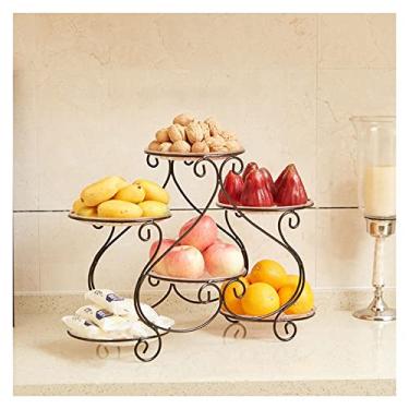 Imagem de Cesta de frutas multicamadas, suporte de armazenamento de metal de frutas silvestres de grande capacidade, prato decorativo de bancada para decoração de festa de casamento e escritório em casa