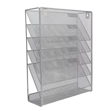 Imagem de Arquivo W de Malha de 5 Camadas Com Ganchos para Armazenamento Vertical Eficiente, Instalação Fácil, Suporte para Uso do Escritório, Prata