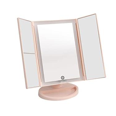 Imagem de TLTDSMY Espelho de maquiagem de mesa de LED para mesa com lupa portátil leve para penteadeira de beleza espelho de escurecimento adequado para viagens, maquiagem, escritório