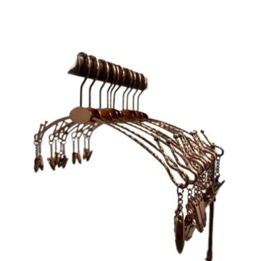 Imagem de Cabide Adulto Lingerie Kit Com 10 Unidades Metal Presilha Rosê Eletrostático Luxo