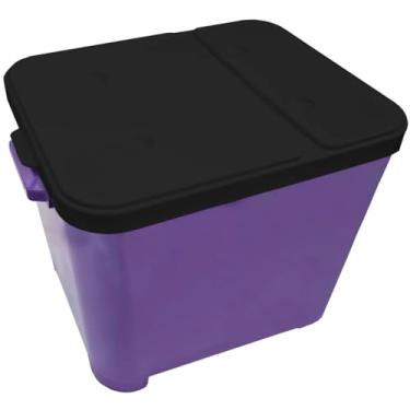 Imagem de Container Caixa Organizadora de Plástico com Tampa, Roxo e Preta, Empilhável, para Armazenamento 15 KG Furacao