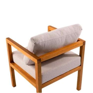 Imagem de Poltrona Samba Tricô Cobre ou Bouclé Bege em Madeira Pinus Mel - Daf, 