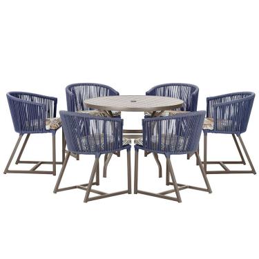 Imagem de Mesa com 6 Cadeiras de Jantar Roma 120cm e Noronha em Alumínio