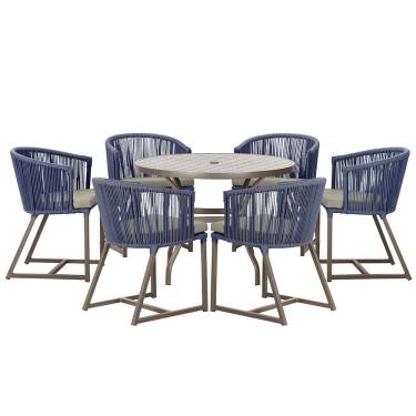 Imagem de Mesa com 6 Cadeiras de Jantar Roma 120cm e Noronha em Alumínio