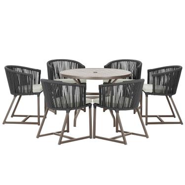 Imagem de Mesa com 6 Cadeiras de Jantar Roma 120cm e Noronha em Alumínio