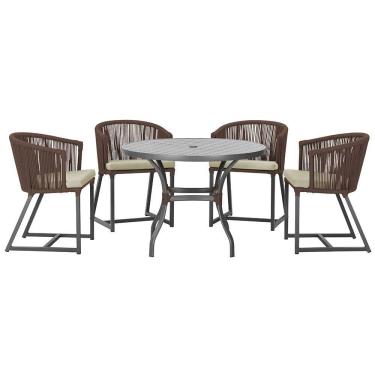 Imagem de Mesa com 4 Cadeiras de Jantar Roma 100cm e Noronha em Aluminío