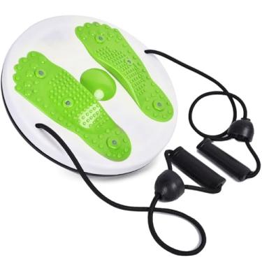 Imagem de Placa Twister para exercício disco de torção da cintura com alças tornozelo corpo exercício aeróbico máquina de torção de cintura placa de torção de exercício com massagem nos pés (verde com alças)