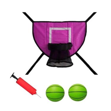 Imagem de simhoa Aro de basquete para trampolim, acessórios para trampolim, para brinquedos esportivos de enterrada, suporte de basquete, painel leve, Rosa