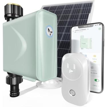 Imagem de LetPot Temporizador de água WiFi inteligente para torneira de mangueira de jardim, [Energia ininterrupta de 365 dias alimentada por energia solar] Temporizador de irrigação programável ao ar livre