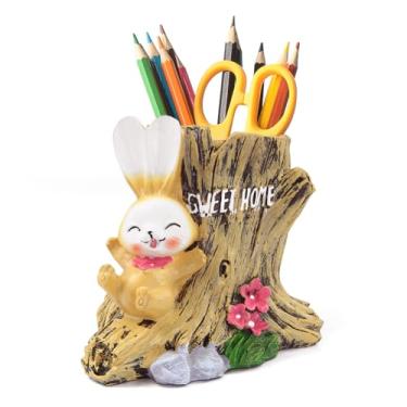 Imagem de Porta-lápis de coelhinho fofo, porta-lápis, copo de animal, organizador de canetas de mesa, suporte de pincéis de maquiagem para decoração de escritório em casa, Natal, Páscoa, criança, escola
