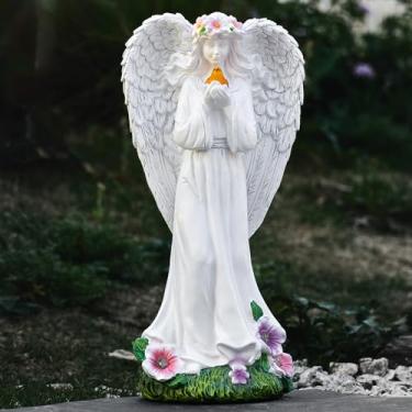 Imagem de Elegondrar Estátua de anjo ao ar livre com pássaro, estátua de resina de 30,5 cm para o Dia das Mães, Natal, Ação de Graças, presentes de casa - Decorações externas para quintal, pátio ou gramado