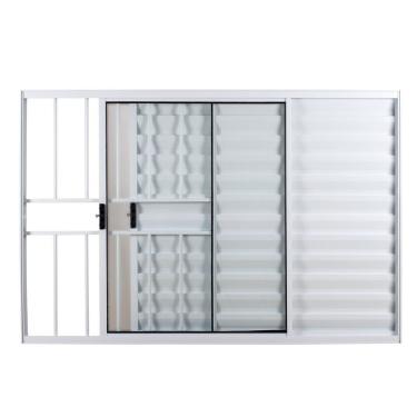 Imagem de Janela Veneziana 3 Folhas Com Grade Direita Branco 100x120cm Ecosul Esquadrisul