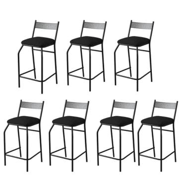 Imagem de Kit 7 Banquetas Gourmet Para Bancada Ou Cozinha Ibiza Preto