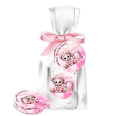 Imagem de kit 25 Lembrancinhas Alcool Gel Ursinha Rosa Maternidade e Chá De Bebê