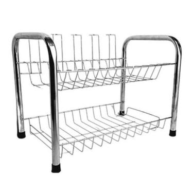 Imagem de Escorredor De Pratos Para 12 Pratos 5 Copos E Talheres Duplo - Cromado