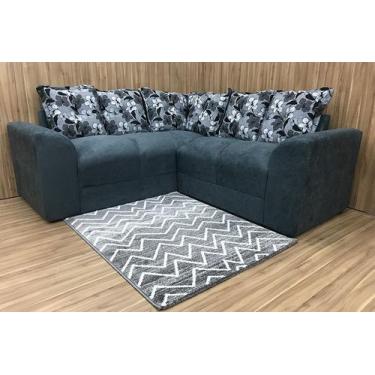 Imagem de Sofá de Canto Belo 5 Lugares Suede Cinza/Floral 606/37 - Fábrica de Úb