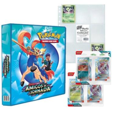 Imagem de Álbum Fichário Pokémon Amigos de Jornada com 2 Blister Quádruplos e 10