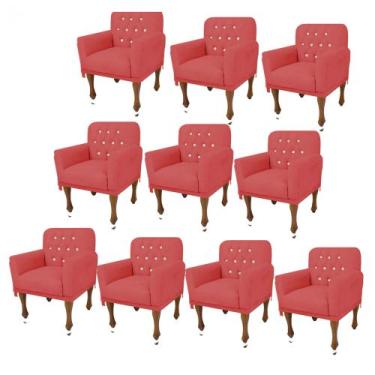 Imagem de Kit 10 Poltrona Cadeira Decorativa  Mona Luxo com Strass Sala de Estar