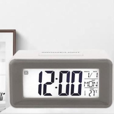 Imagem de Relógio Digital De Mesa Led Sensor De Toque Alarme Branco - Hxt