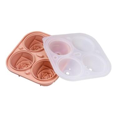 Imagem de FAYZSOWSR 1 molde de cubo de gelo 3D de silicone em forma de rosa -40 ~ 230 °C silicone de grau alimentício moldes divertidos para cubos de gelo para coquetéis e flores, bandeja decorativa para cubos