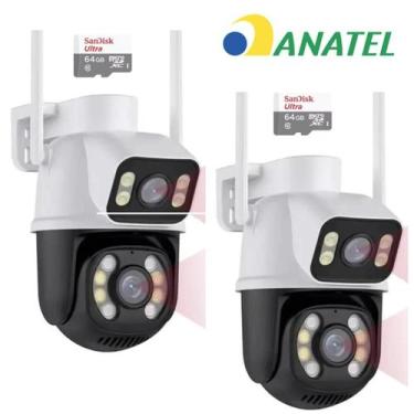 Imagem de Kit 2 Câmeras ip Wifi Full HD Dome 8MP 360 Rotação Externa Lente Dupla