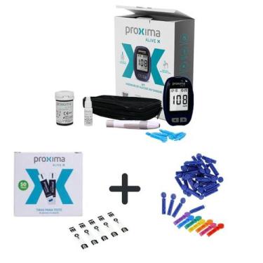 Imagem de Próxima Alive X Kit 60 Tiras 110 Lancetas Medidor de diabetes - NoBran