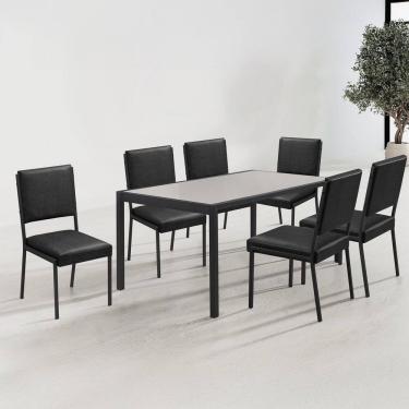 Imagem de Conjunto para Sala de Jantar com 6 Cadeiras Lisboa Preto Fosco
