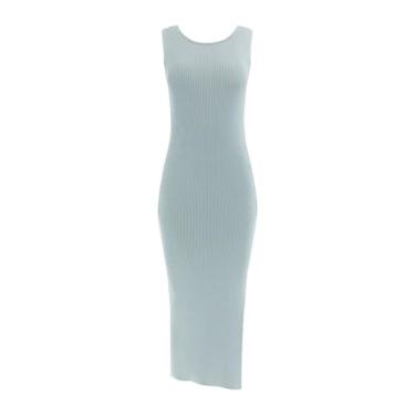 Imagem de GUESS Vestido longo feminino sem mangas Jiulia, Seafoam Mist, GG