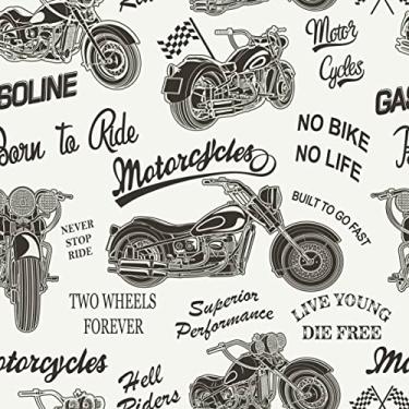 Imagem de Papel De Parede Adesivo Lavável Moto Retrô Preto 3m