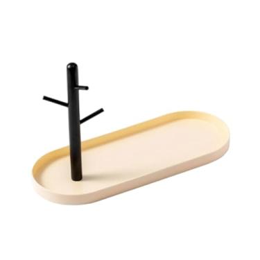 Imagem de Dynwave Porta-joias, porta-chaves, bandeja de armazenamento para banheiro, bandeja de entrada, porta-joias para exposição em, mesa, vestiário, Branco Leitoso Simples