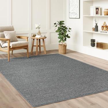 Imagem de COSOSA Tapete antiderrapante de juta sintética, tapete lavável para sala de estar, quarto, entrada, tapete resistente a arranhões, tecido à máquina, cinza