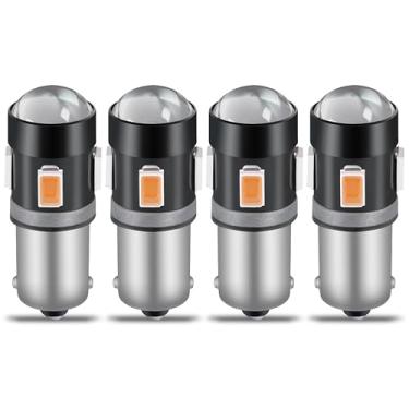 Imagem de QAUBEN Lâmpadas LED BA9S BA9 53 57 1895 64111 Âmbar 150LM 5630 Chipsets com Lente Projetor para Luz Indicadora Interior do Carro Luz de Seta Porta Luzes de Placa de Licença de Cortesia 12V (4 peças)