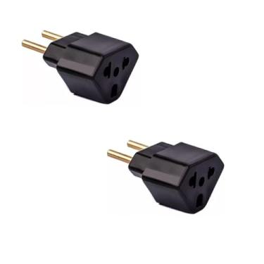Imagem de Adaptador de Tomada Universal Compatível com 10A e 20A Padrão Novo e Antigo Padrão Brasileiro e Americano Bivolt - Kit 2 Unidades