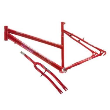 Imagem de Quadro Aro 26 Ultra Bikes em Aço Carbono com Garfo Feminino, Vermelho 
