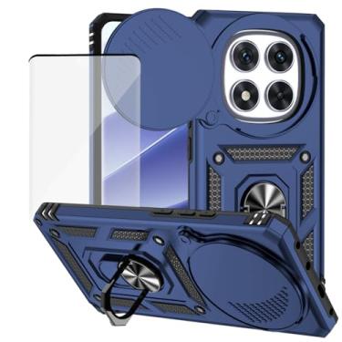 Imagem de Yodueiv Capa para Xiaomi Redmi Note 14 Pro 5G com protetor de tela de vidro temperado e capa de câmera deslizante, anel magnético suporte suporte de carro capa protetora para Xiaomi Redmi Note 14 Pro