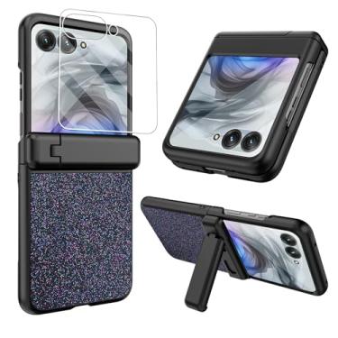 Imagem de Capa para Motorola Razr 2025 com suporte glitter Moto Razr 2024/2025 Capa de corpo inteiro à prova de choque Bling Razr 50/60 com protetor de tela e proteção de dobradiça [Não serve para Razr 50 e 60