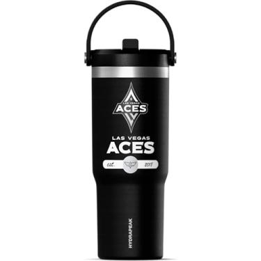 Imagem de Hydrapeak Copo Nomad Las Vegas Aces 947 ml oficialmente licenciado pela WNBA com alça e tampa de palha, garrafa de água de aço inoxidável à prova de vazamento