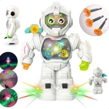Imagem de Brinquedo Robô Astronauta C/ Luz Som Engrenagens Lança Dardos Interati