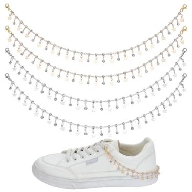 Imagem de FREEBLOSS Pingentes de sapato estrela, 4 peças, correntes, acessórios, decoração, correntes, fivelas, joias, para tênis, mulheres, bolsas, Metal, Sem Pedra Preciosa