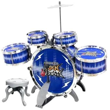 Imagem de Bateria Infantil De Brinquedo Azul Rock Party Dm Toys Menino