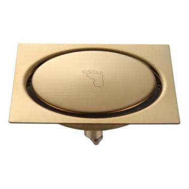 Imagem de Ralo Click Inteligente Quadrado 9.4cmx9.4cm Banheiro Dourado - DECKCAS